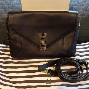 Henri Bendel leather Crossbody Bag - burgundy with gold Hardware